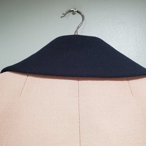 J. Crew Arianna Dusty Pink w/ Navy Collar Contrast TopCoat Wool Blend Size 10 - Picture 16 of 16